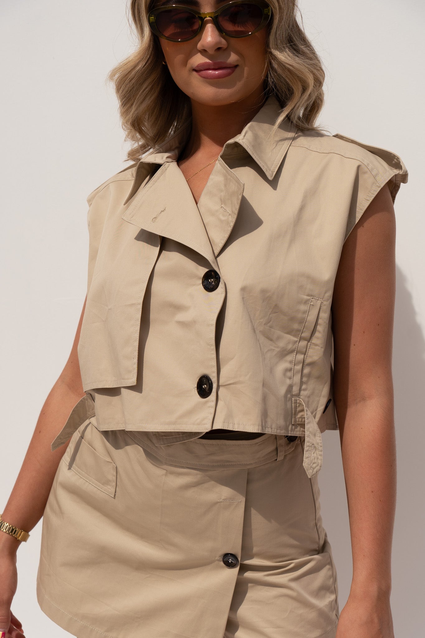 Iris Utility Style Two Piece In Taupe