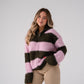 Iris Zip Cardigan In Pink & Khaki
