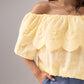 Iris Embroidered Bardot Top In Yellow