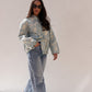 Iris Floral Print Bomber Jacket In Blue