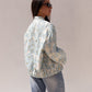 Iris Floral Print Bomber Jacket In Blue