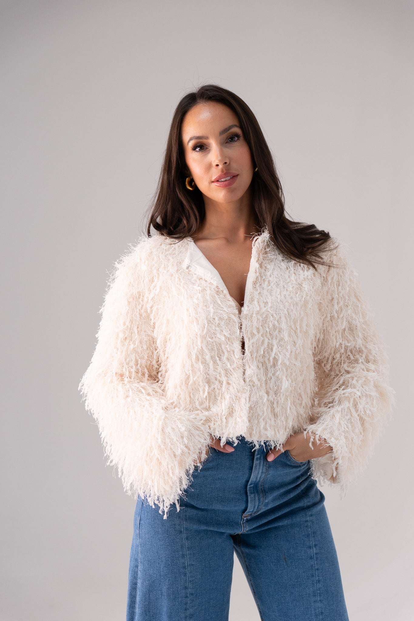 Iris Textured Jacket In Ivory