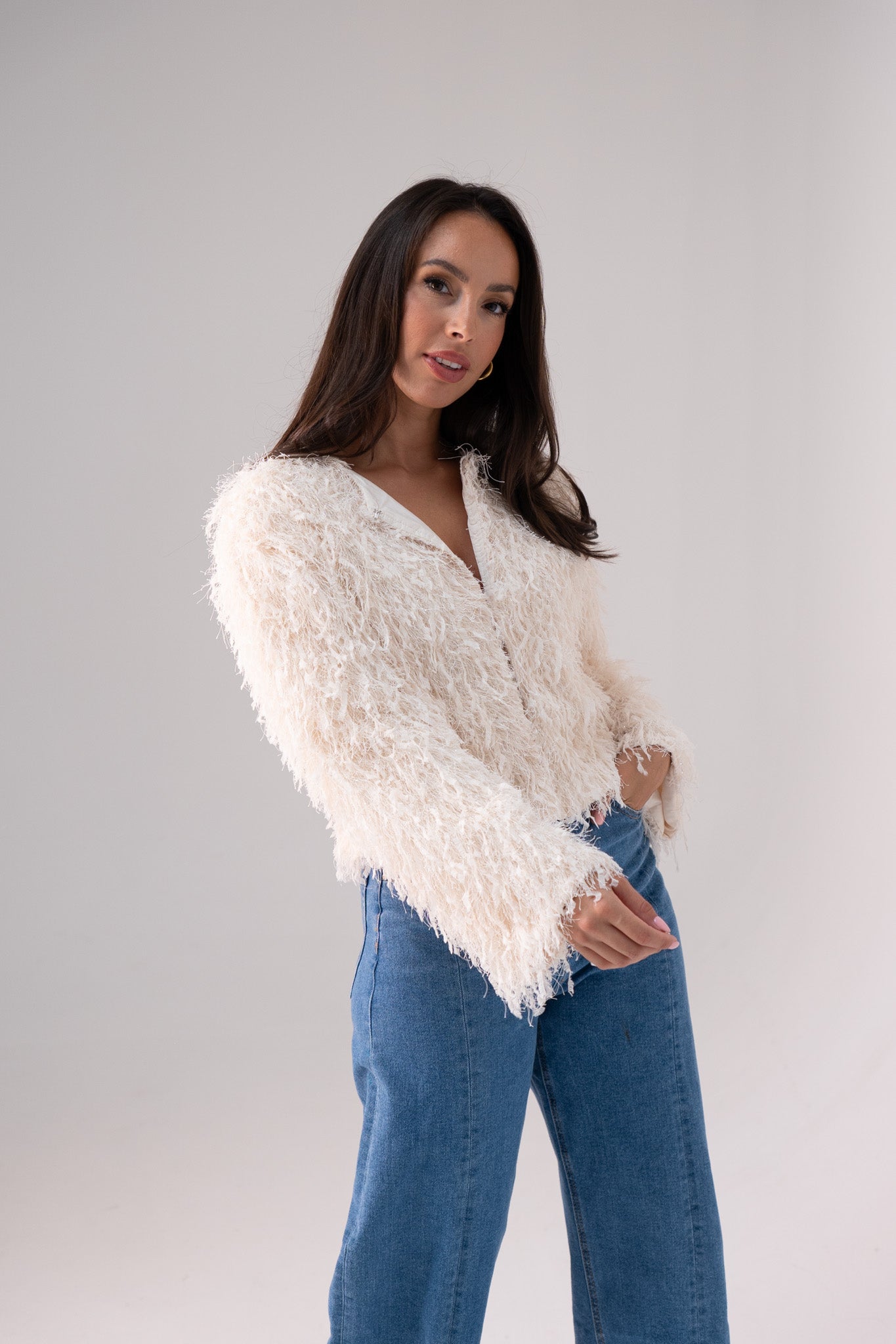 Iris Textured Jacket In Ivory