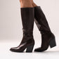 Izzy Faux Leather Western Boot In Brown