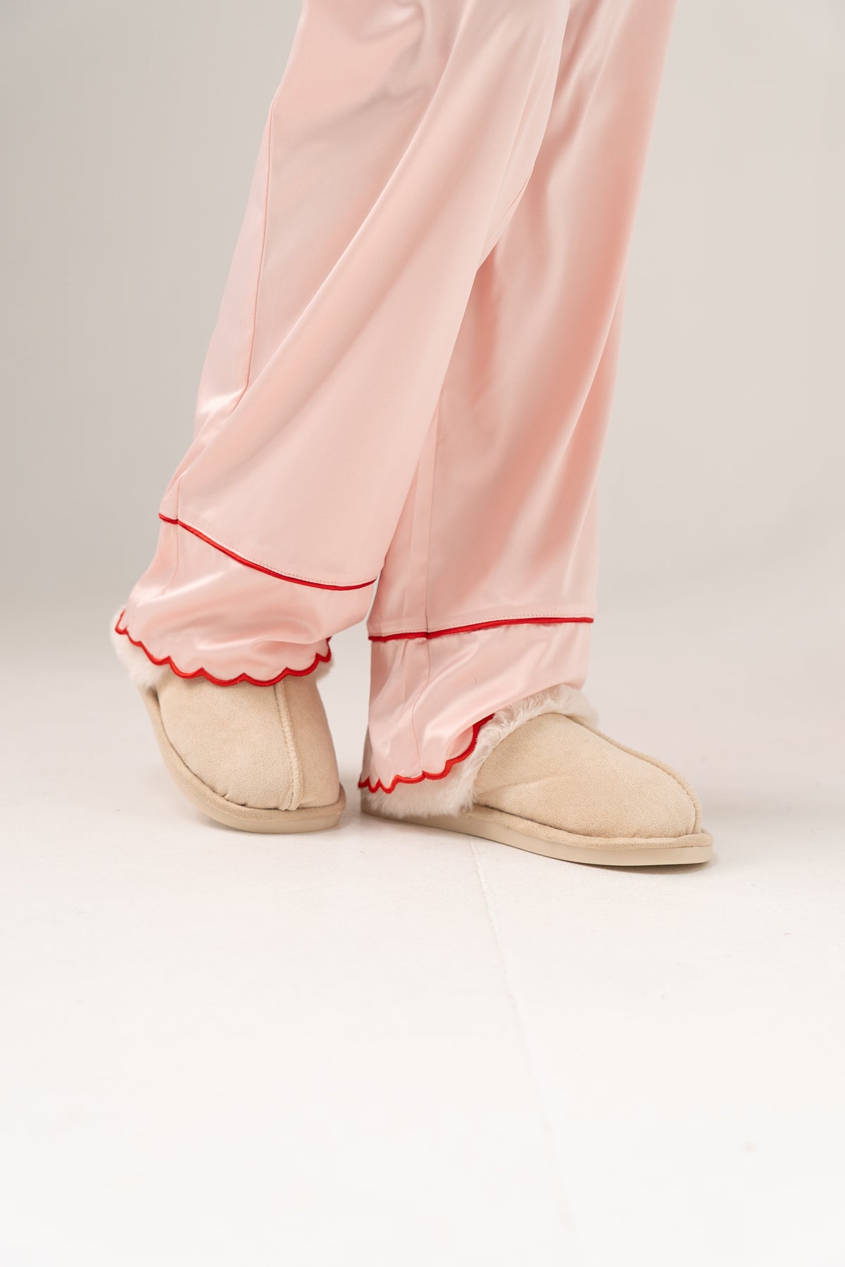 Izzy Faux Suede Slippers In Neutral