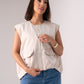 Jane Sleeveless Zip Jacket In Neutral