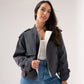 Jasmine Crop Trench Coat In Grey