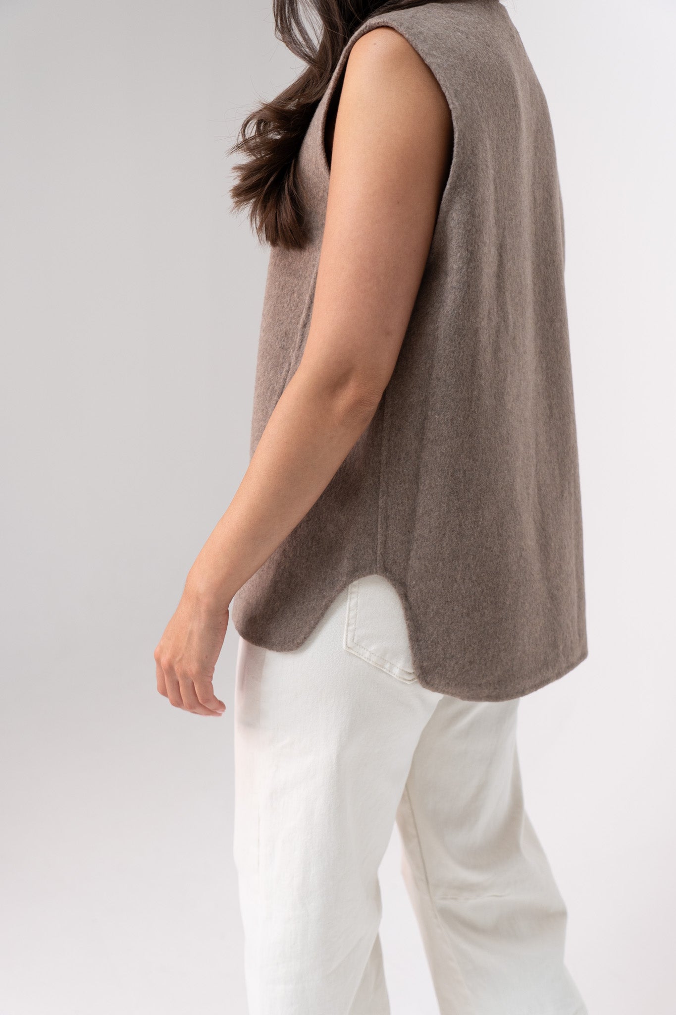 Jasmine Wool Mix Waistcoat In Taupe
