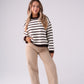 Kendra Stripe Crossover Jumper In Chocolate