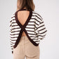 Kendra Stripe Crossover Jumper In Chocolate