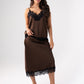 Kate Lace Trim Slip Skirt In Chocolate