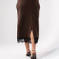 Kate Lace Trim Slip Skirt In Chocolate
