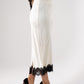 Kate Lace Trim Slip Skirt In Cream