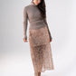 Kate Sequin Midi Skirt In Rose Gold
