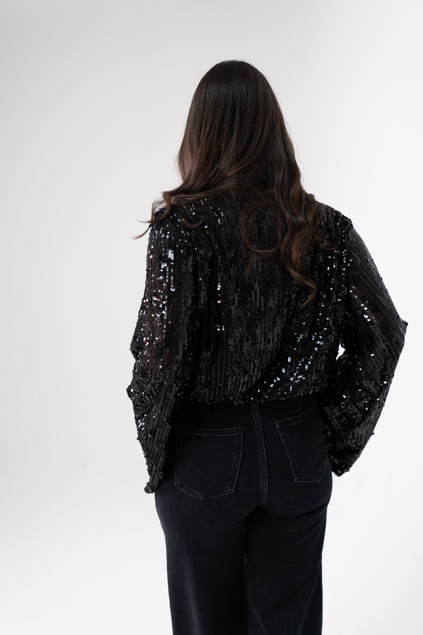 Kate Sequin Wrap Blouse In Black