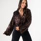 Kate Sequin Wrap Blouse In Chocolate