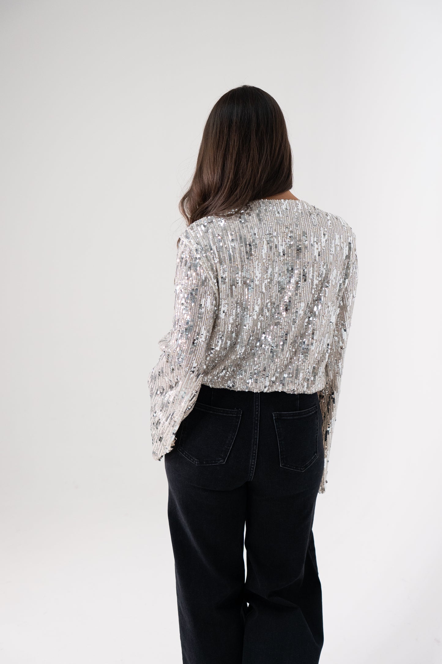 Kate Sequin Wrap Blouse In Neutral