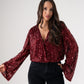 Kate Sequin Wrap Blouse In Wine