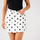 Kendra Black Polka Dot Skirt In White