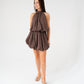 Kendra Bubble Hem Dress In Coffee