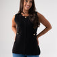 Kendra Button Detail Sleeveless Top In Black