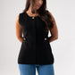 Kendra Button Detail Sleeveless Top In Black