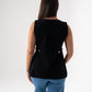 Kendra Button Detail Sleeveless Top In Black