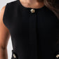 Kendra Button Detail Sleeveless Top In Black
