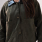 Kendra Contrast Collar Jacket In Khaki