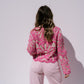 Kendra Contrast Crochet Jumper In Pink