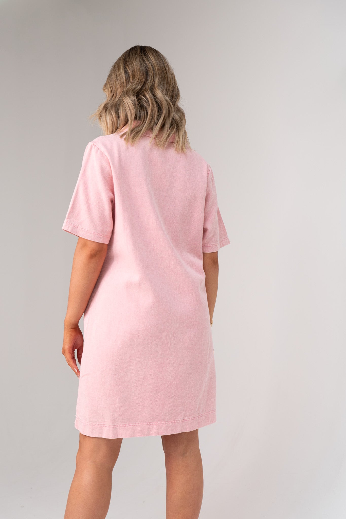 Kendra Denim Shirt Dress In Rose Pink