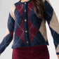 Kendra Diamond Cardigan In Navy Mix