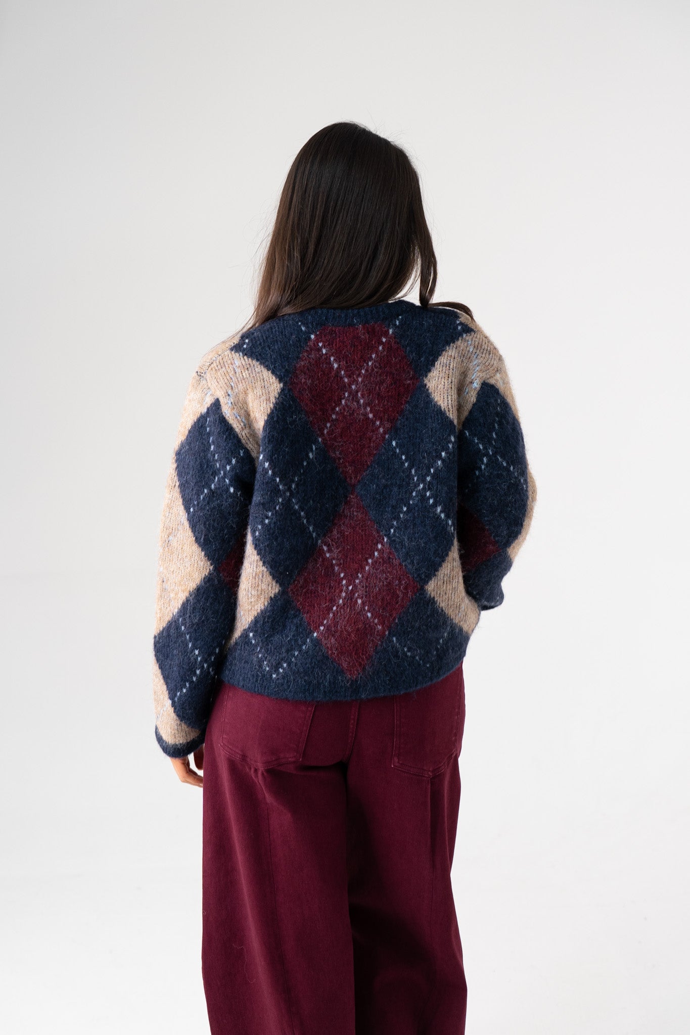 Kendra Diamond Cardigan In Navy Mix