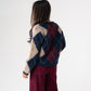 Kendra Diamond Cardigan In Navy Mix