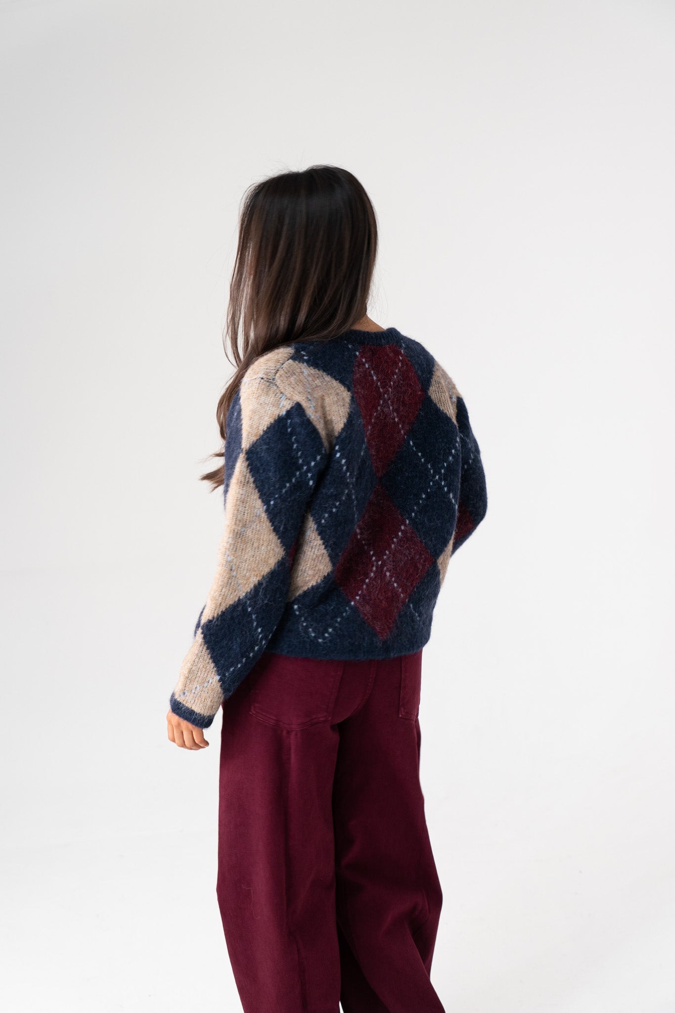Kendra Diamond Cardigan In Navy Mix