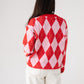 Kendra Diamond Jumper In Red Mix