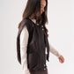 Kendra Faux Leather Sleeveless Jacket In Chocolate