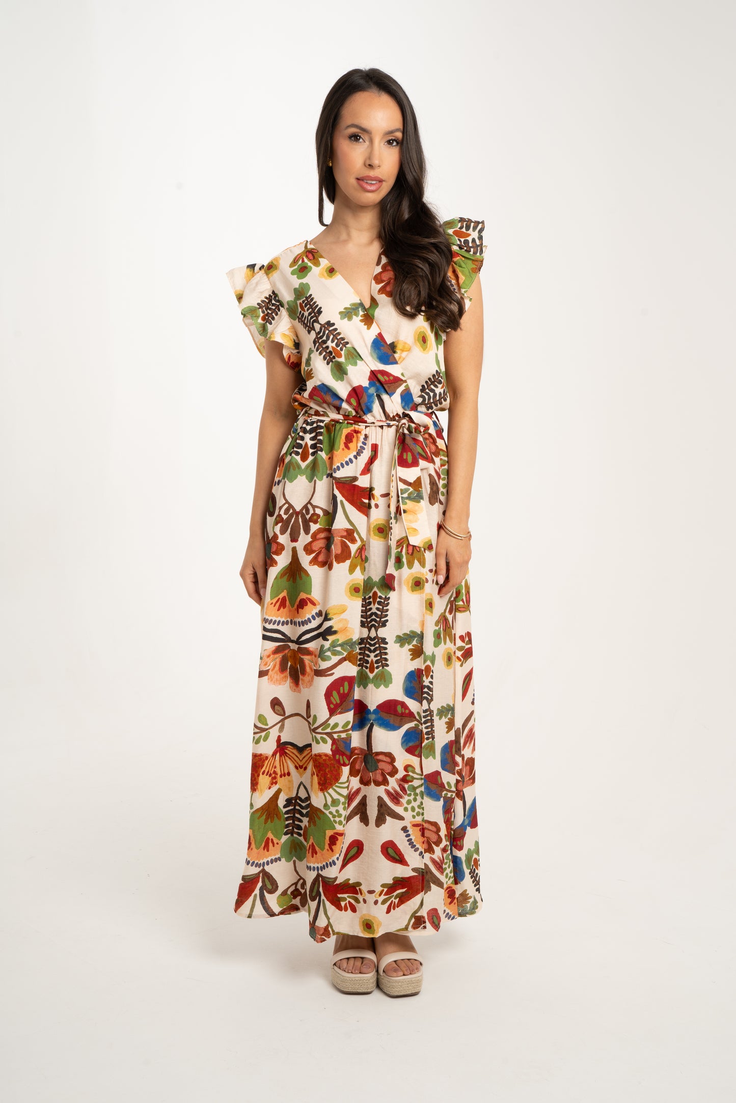 Kendra Floral Print Dress In Chocolate Mix