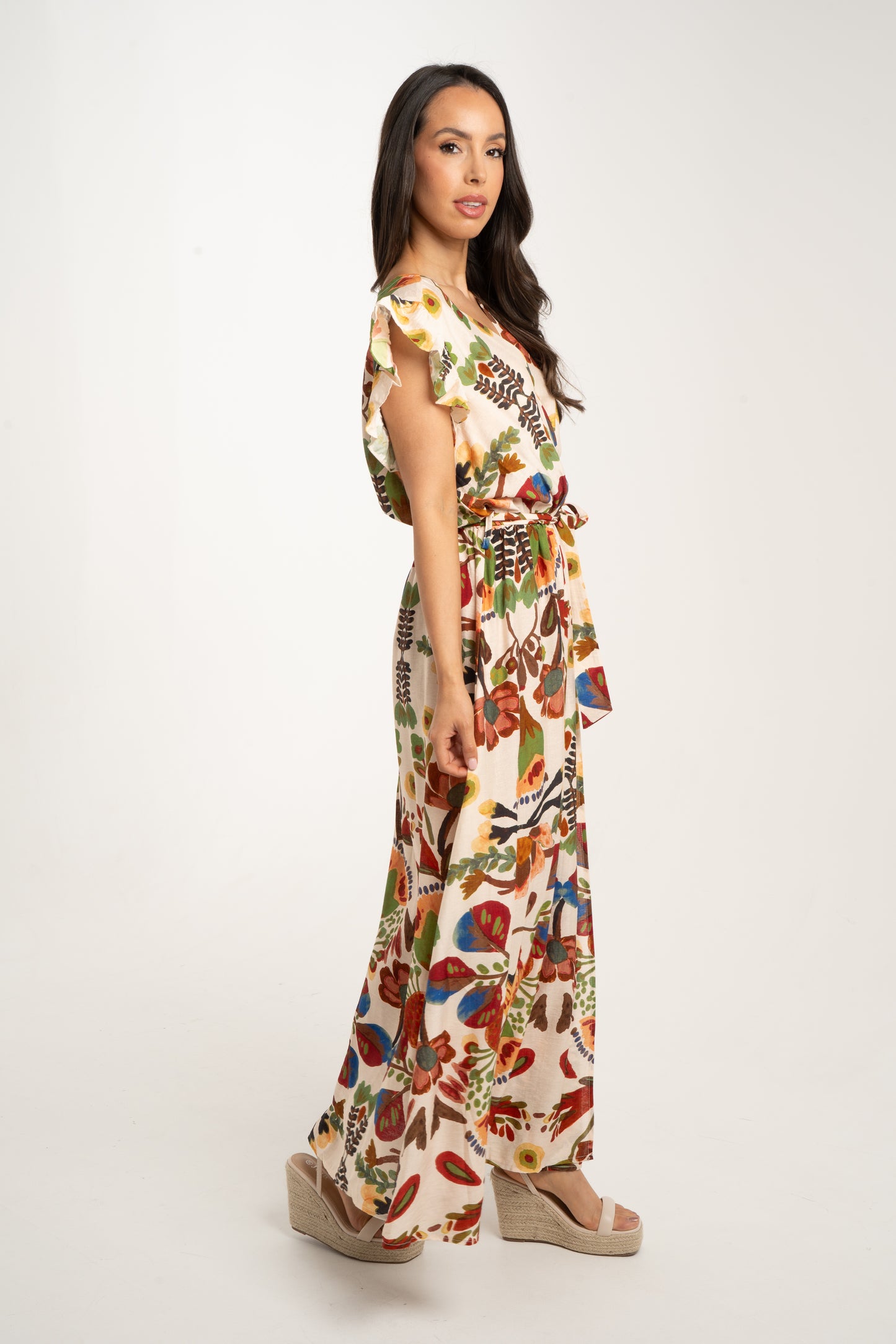 Kendra Floral Print Dress In Chocolate Mix