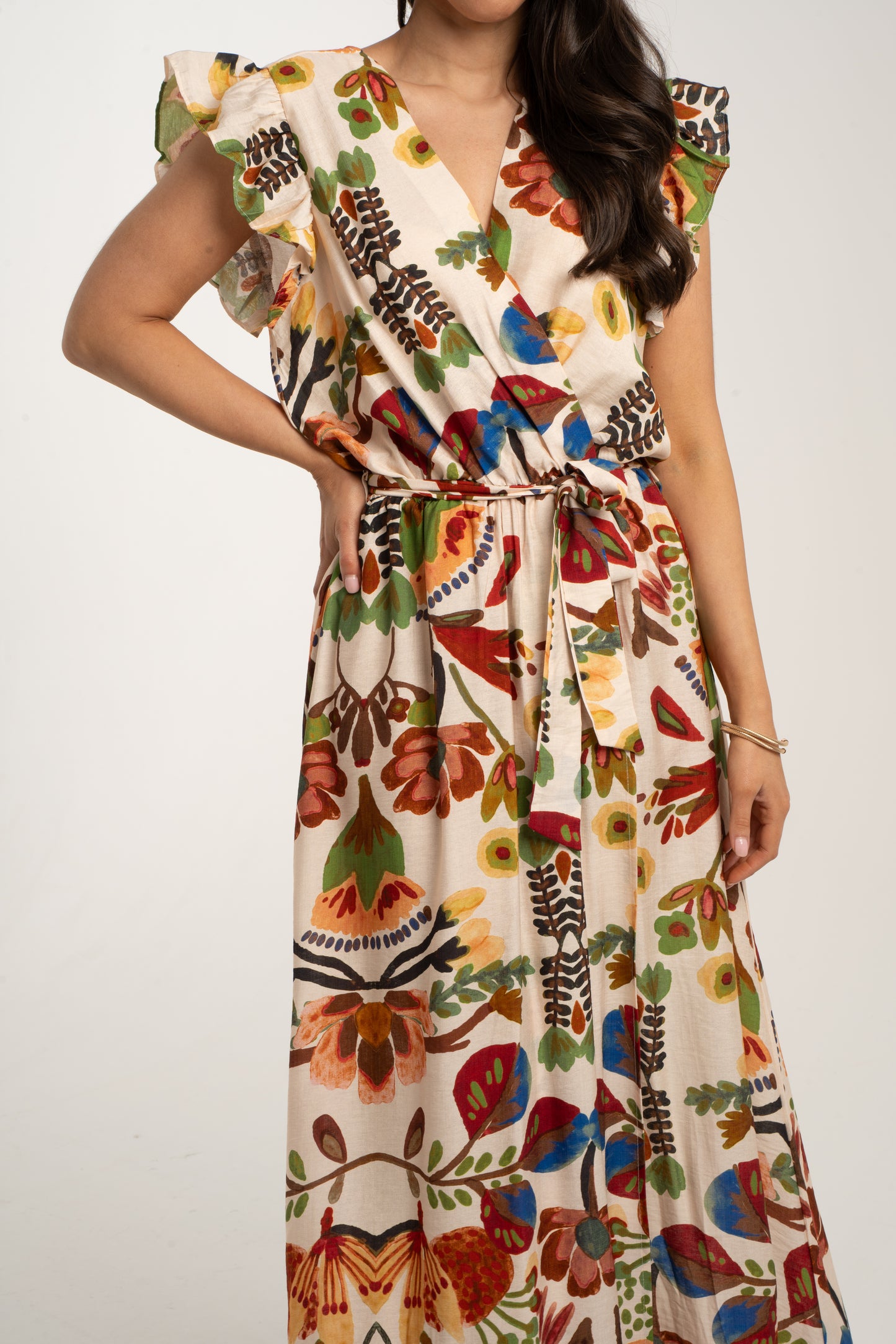 Kendra Floral Print Dress In Chocolate Mix