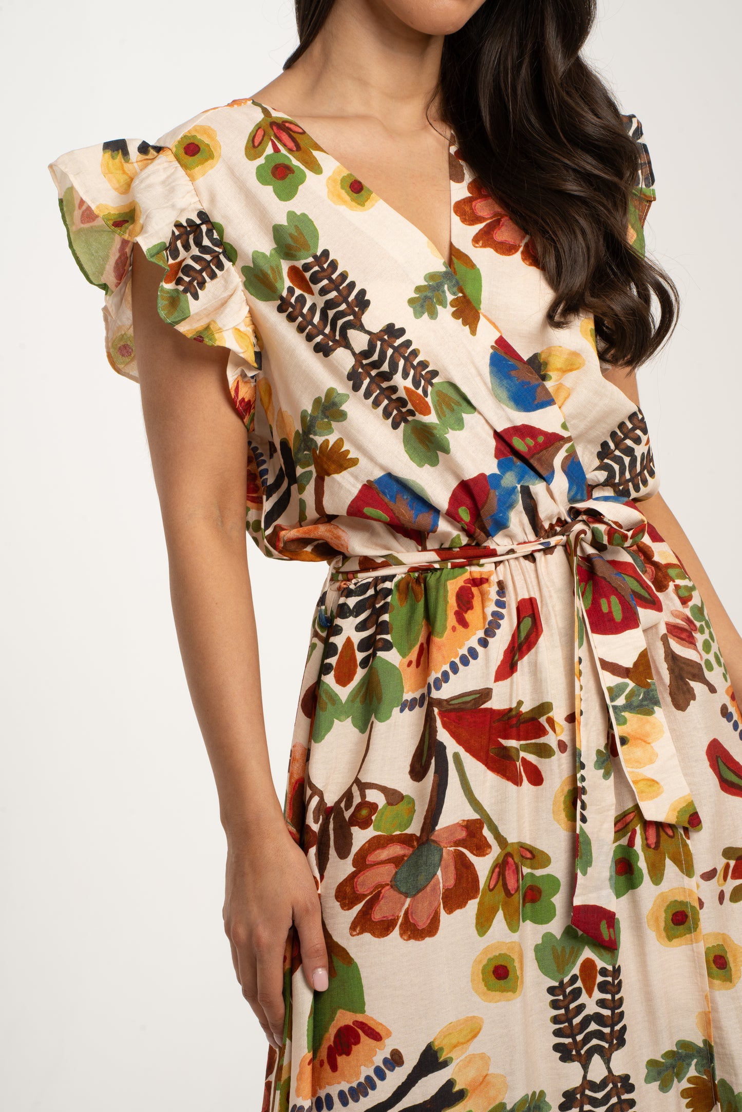 Kendra Floral Print Dress In Chocolate Mix
