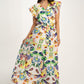 Kendra Floral Print Dress In Green Mix