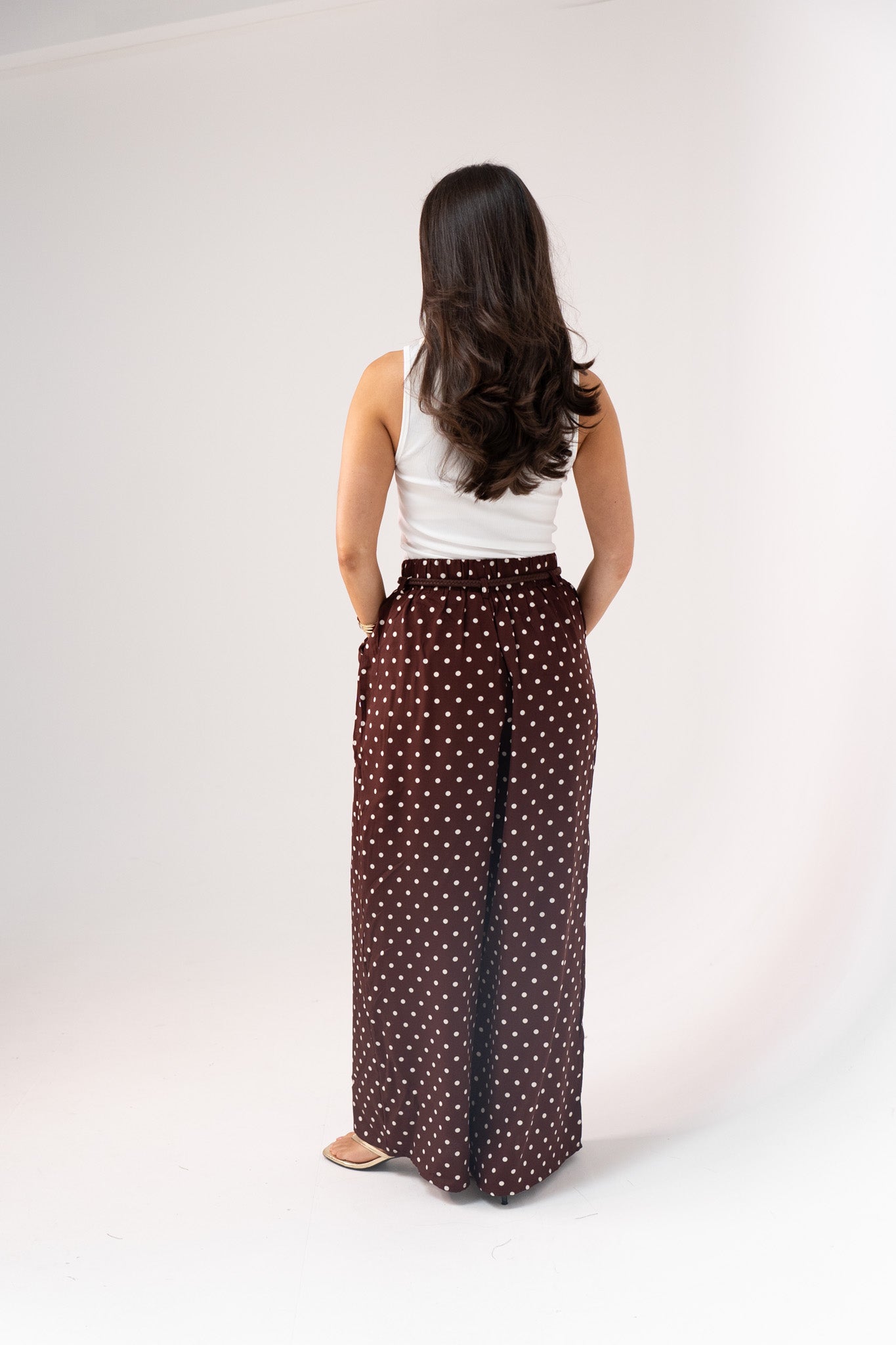 Kendra Polka Dot Trousers In Coffee