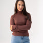 Kendra Polo Neck Top In Chocolate