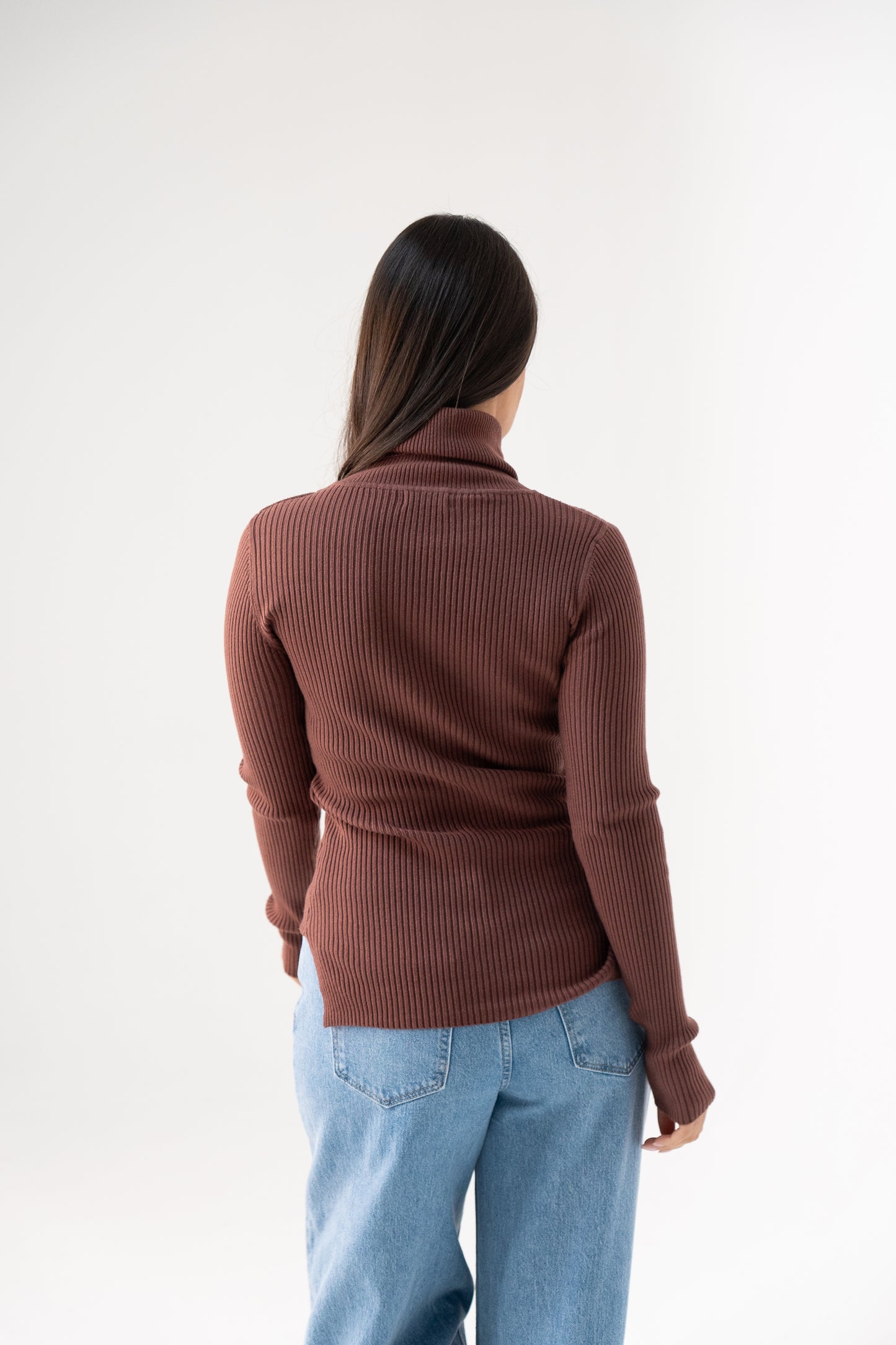 Kendra Polo Neck Top In Chocolate