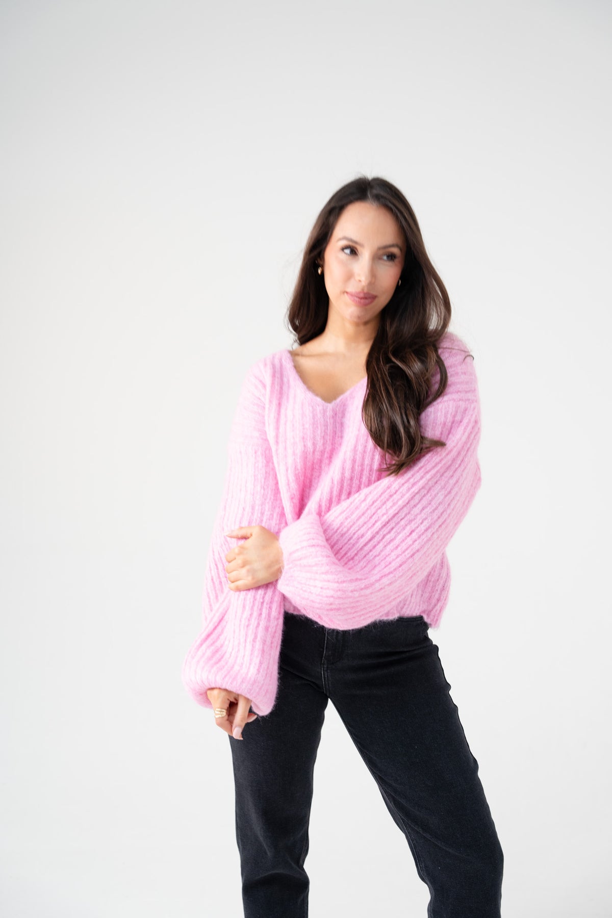 Kendra Puff Sleeve Jumper In Pink