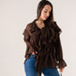 Kendra Ruffle Blouse In Coffee