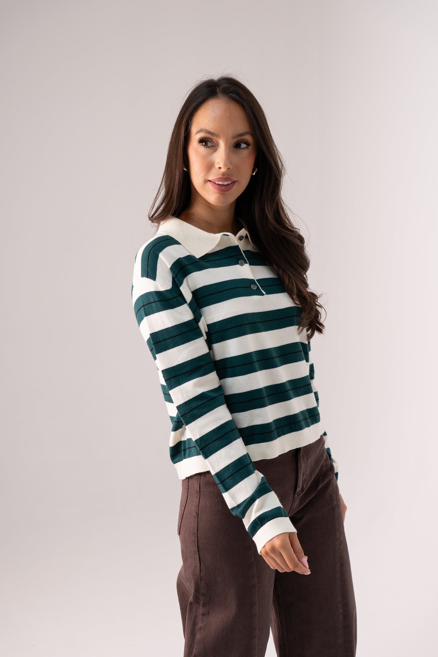 Kendra Rugby Top In Green Mix