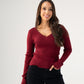 Kendra Scallop Trim Top In Bordeaux