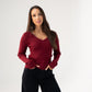 Kendra Scallop Trim Top In Bordeaux